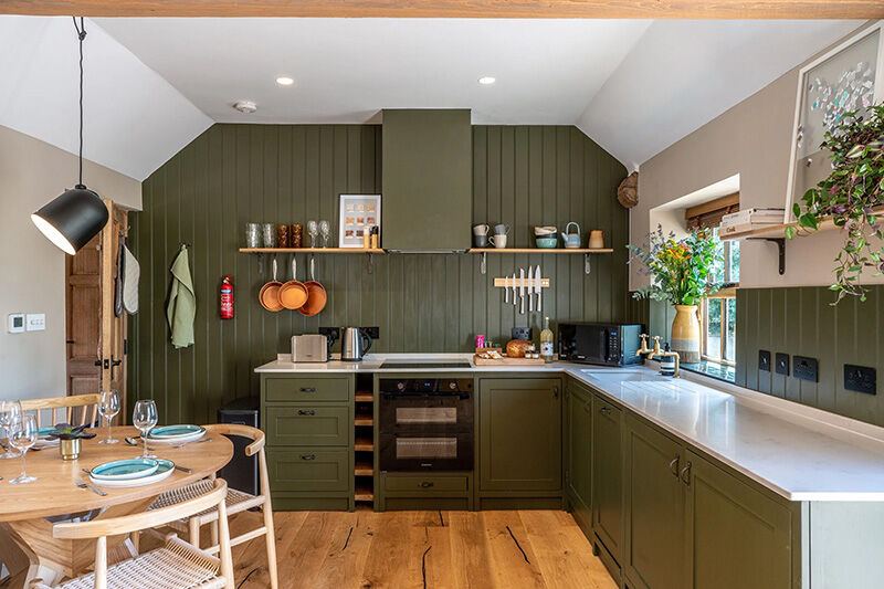 Green kitchen – The finished cottage – Home renovation, Kent