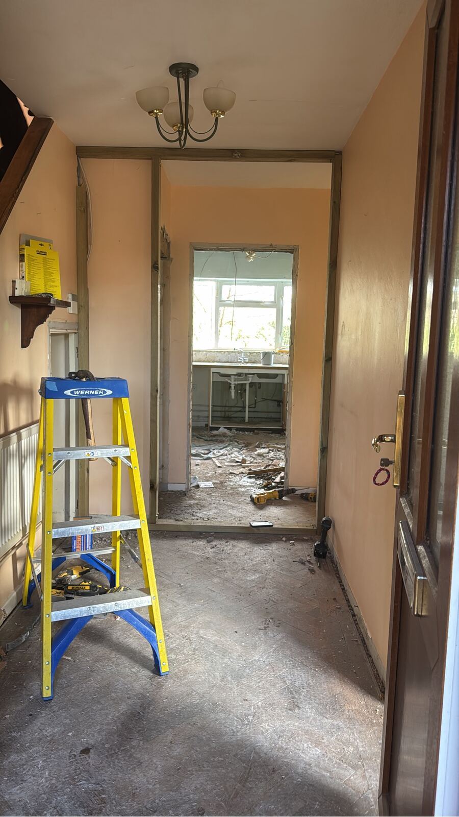 The kitchen and living space, before – Kitchen and bathroom remodel, Wye, Kent, photo 3