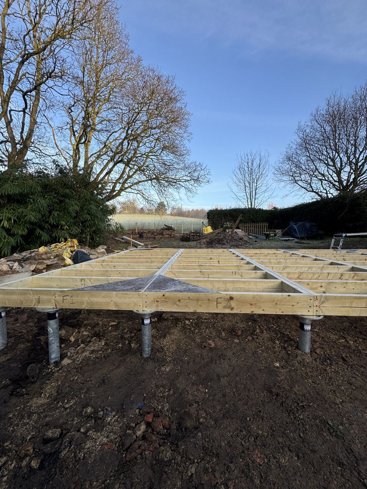 The floor – Off-grid timber new build, Smeeth, Kent