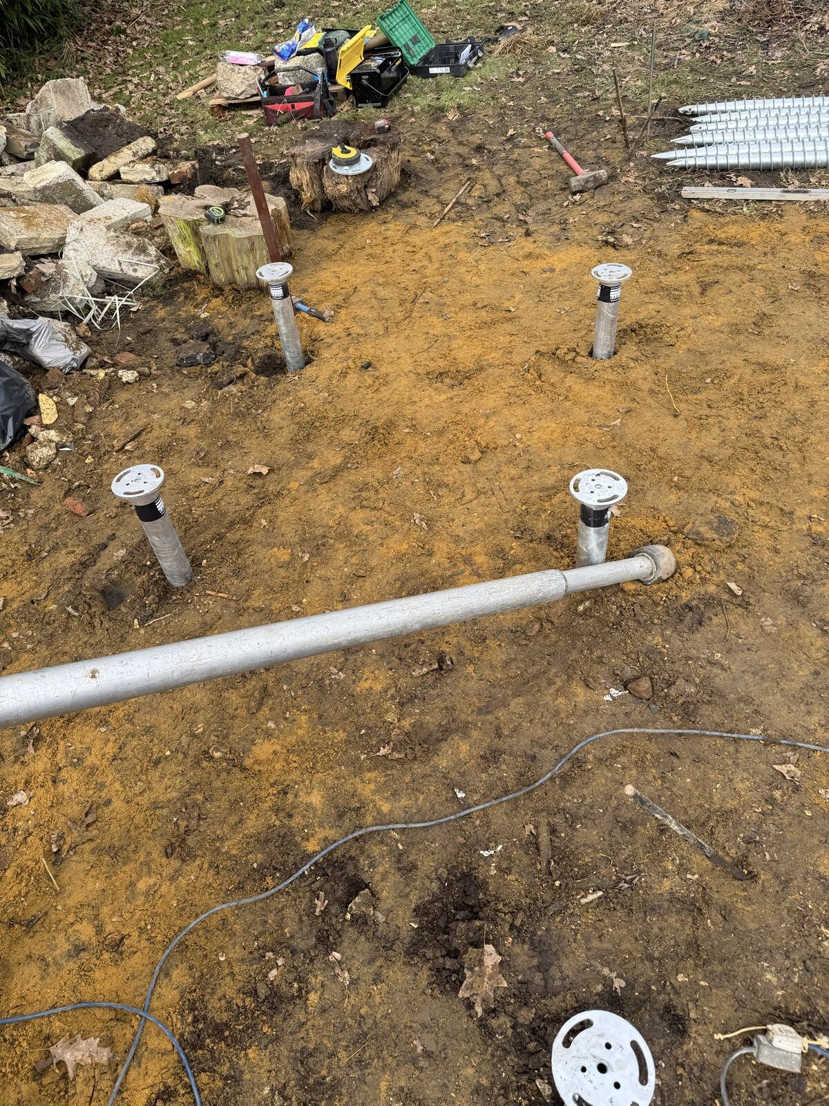 Ground screw foundations – Off-grid timber new build, Smeeth, Kent, photo 2